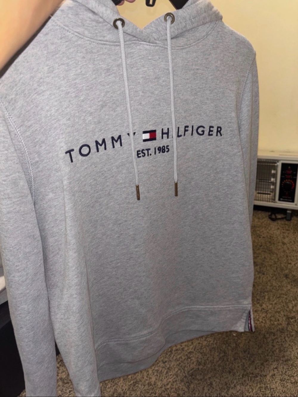 Tommy Hilfiger Light Gray Pullover Hoodie with Logo